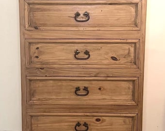 RUSTIC MEXICAN PINE Chest of Drawers | Chaparro Tallboy | Highboy | 5-Drawer Dresser