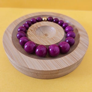 Handgefertigtes Armband | Chalcedon-Steinperlen | Lila | Edelstahl