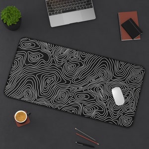 Tapis de souris de jeu/tapis de bureau/tapis de jeu long noir de conception topographique
