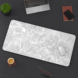 Long tapis de souris de jeu/tapis de bureau/tapis de jeu blanc de conception topographique