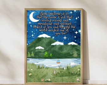 La creación de Dios: Arte mural inspirador para la habitación de tu bebé - Regalos inspiradores para niños y adolescentes - Arte mural para niñas y niños #N206