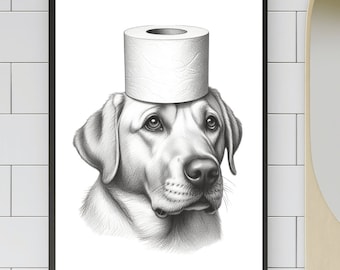 Labrador retriever Print, bathroom wall art, dog lovers gift, housewarming gift, yellow lab wall art, minimalist print lab #X564