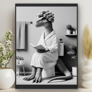 Dinosaurier T-Rex, sitzender Druck, lustiges Poster, lustiges Poster für Katzenliebhaber, lustiges Poster #X226