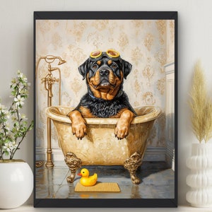 Rottweiler Bubble Bath Jigsaw Puzzle - 300/500/1000 Piece Pet Shower Decor