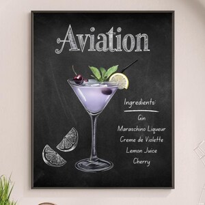 バーカートカクテルポスター、航空ウォールアート、アルコールサイン、キッチン装飾プリント、新築祝い、彼女への特製ドリンクギフト、ユニーク#AL39