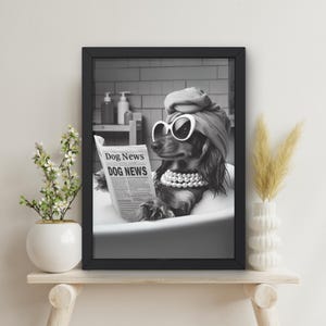 Bassotto nella vasca da bagno: stampa da bagno con cane Prissy Weenie (download digitale) #H311