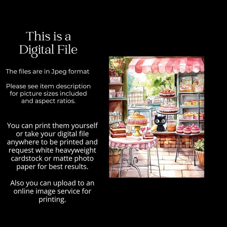 Black Cat Painting, Cat Kitchen Wall Art, Pastry Bakery Shop, Cat