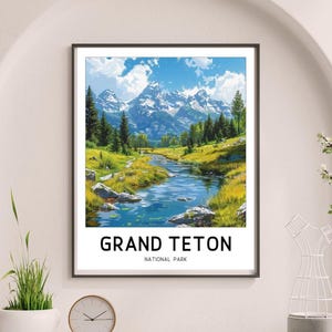 Grand Teton Reise Poster, Wyoming National Park, Wandbehang, Grand Teton Wandbild, Einweihungsparty, Geschenk #H511