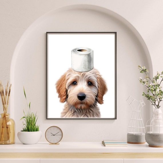 Dog bathroom wall art hotsell