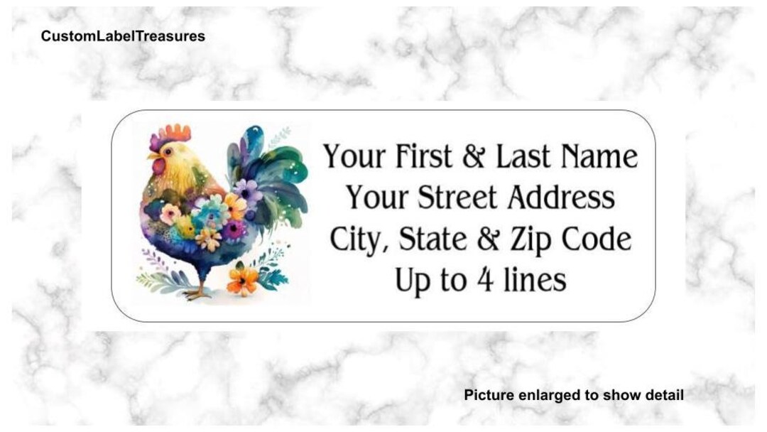 Chick Address Labels Set of 150 Chicken Happy Flowers Floral Return Mailing Address Labels ...