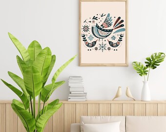 Scandinavian Folk Art Pattern Art Print by Nordic Print