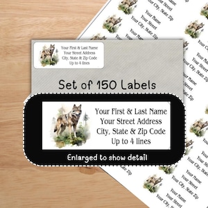 Wolf Return Address Labels, Woodland Animal, mailing stickers, personalized for cards, stationary, envelopes, gift tags, housewarming