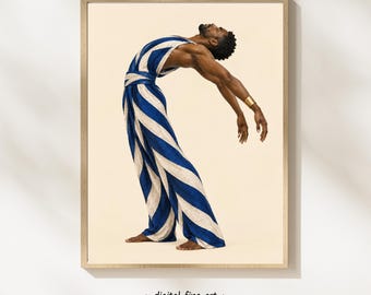 Art mural afro-américain élégant, téléchargement numérique, portrait masculin, impression pour décoration intérieure noire, décoration mélanine, #DD2BX