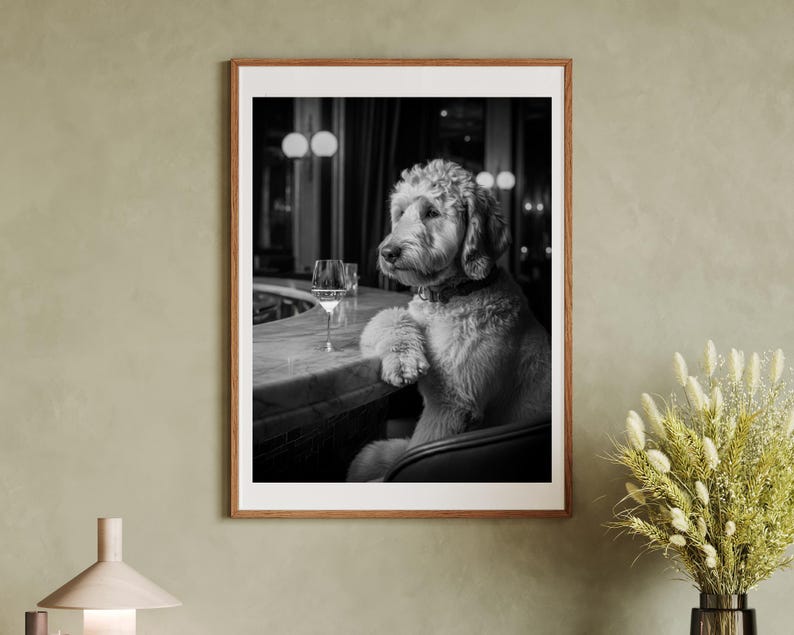 Golden Doodle Dog Alcohol Wall Art, Golden Doodle Print, Kitchen Décor, Dining Room art, Dog Gift, Alcohol Print, Bar Cart Décor #AL3 image 9