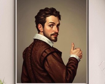 Victorian Gentleman Wall Art, Bathroom Thumbs Up Print: Funny Bathroom Art, Funny Bathroom Wall Art (Digital Download) #X671