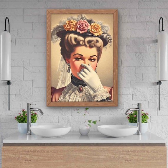 Tableau Humouristique Mona Lisa - Déco Murale Fun Pour Salle De Bain, Cuisine, Salon - 30x40 Cm