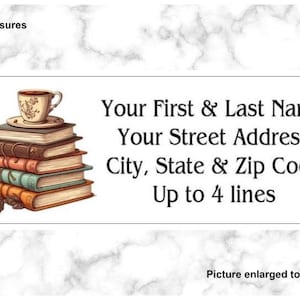 Set of 150 Beautiful Vintage Style Books Stack  Return Mailing Address Labels Personalized up to 4 lines  1 x 2 5/8