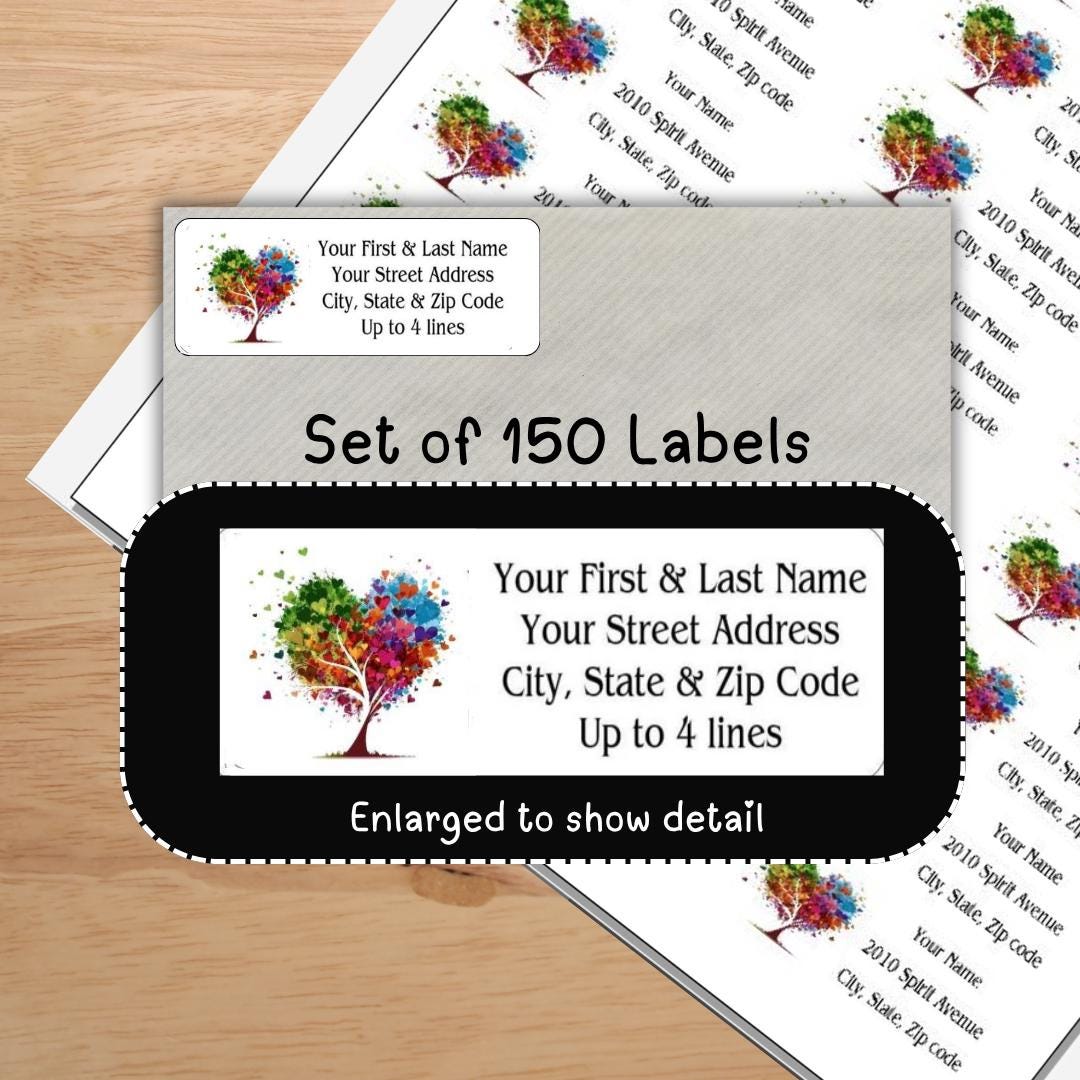 Tree Address Labels Unique Heart Shaped Tree Address Labels, Return Mailing Stickers ...
