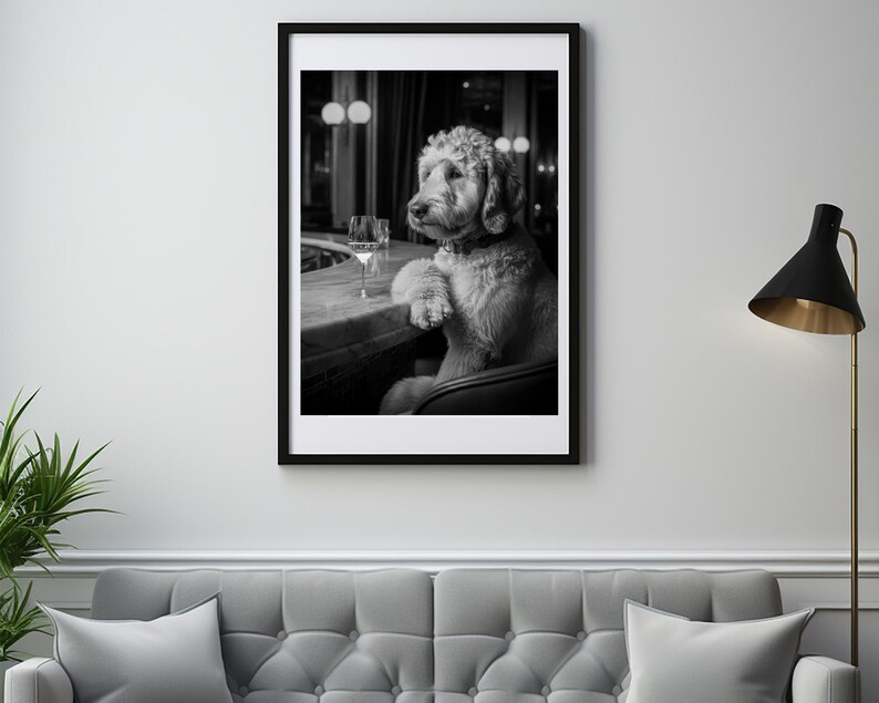 Golden Doodle Dog Alcohol Wall Art, Golden Doodle Print, Kitchen Décor, Dining Room art, Dog Gift, Alcohol Print, Bar Cart Décor #AL3 image 11