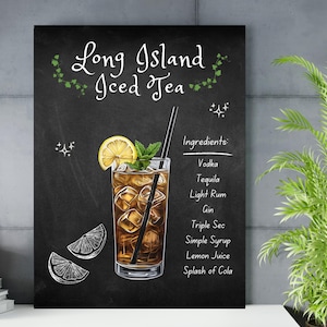 Long Island Eistee Poster, Long Island Eistee Wandbild, Cocktail Poster, Kunstdruck Küche, Instant Download, Kunstdruck #AL44