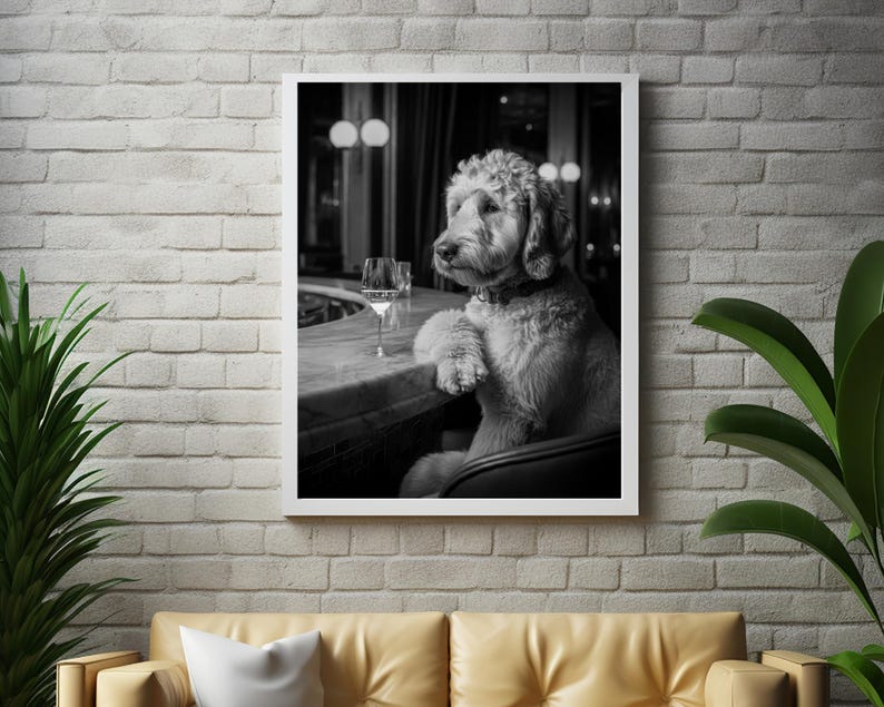 Golden Doodle Dog Alcohol Wall Art, Golden Doodle Print, Kitchen Décor, Dining Room art, Dog Gift, Alcohol Print, Bar Cart Décor #AL3 image 7