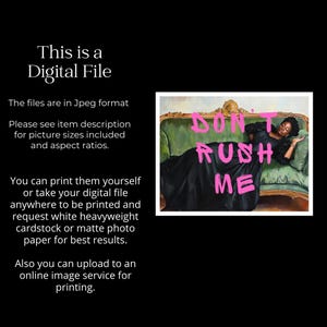 Don't Rush Me Altered Art Portrait, Black Girl Wall Art, Trendy Gallery Wall Print, Pink Graffiti Poster, Vintage Painting, Maximalist Décor