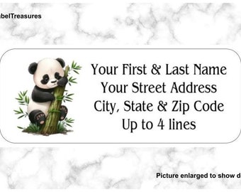 Set of 150 Panda Bear Bamboo Shoots Return Mailing Address Labels Personalized up to 4 lines  1 x 2 5/8