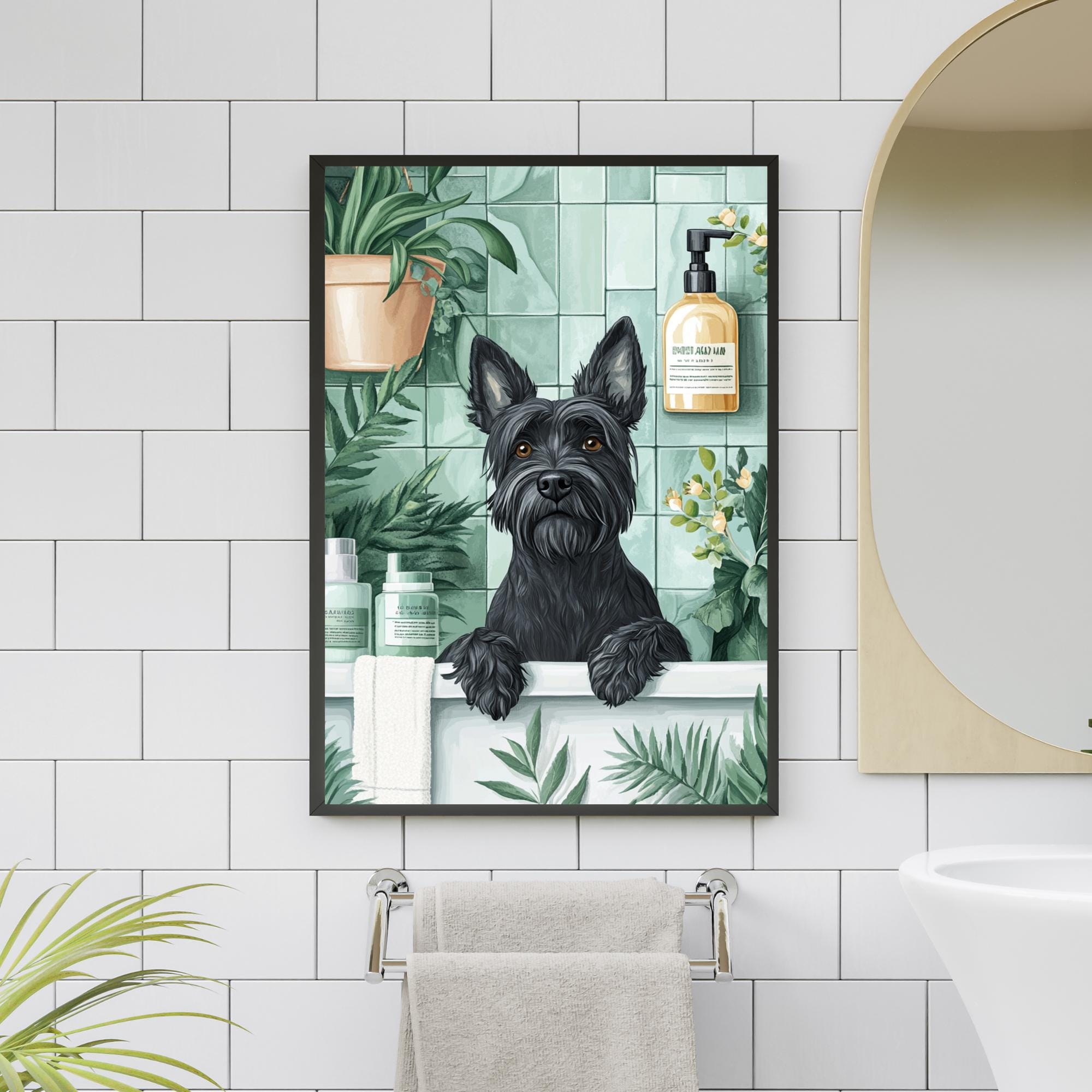 Targa In Metallo Divertente 20x30 Cm - Scotch Terrier Con Scritta Umoristica Per Bagno E Casa - Retrò