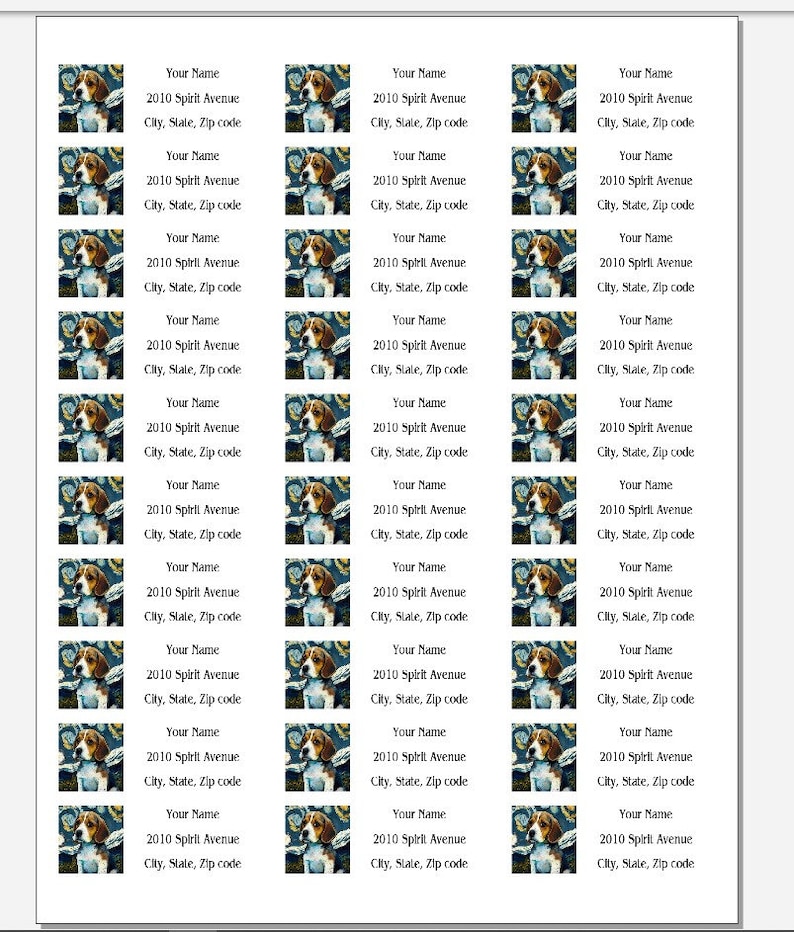 Beagle Labels Personalized Beagle Address Labels: Puppy Dog Mailing Stickers - Etsy