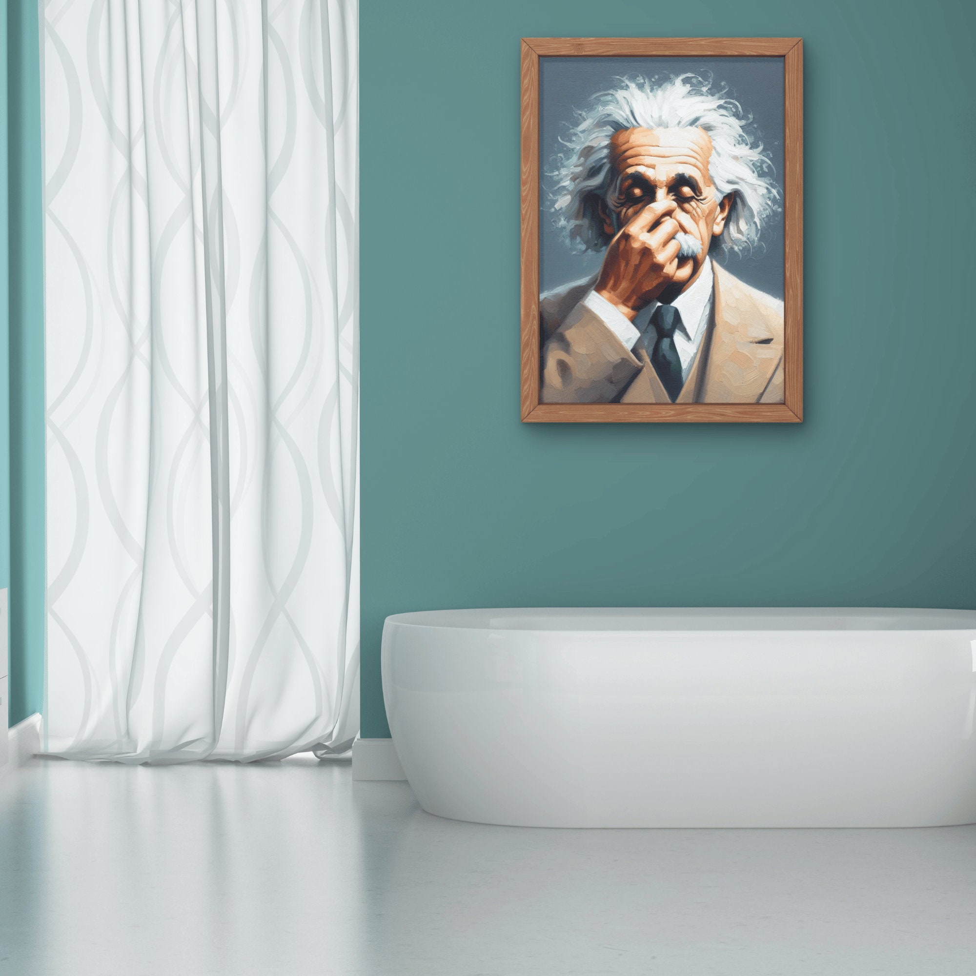 Funny Einstein Bathroom Poster: Vintage Toilet Humor Wall Art