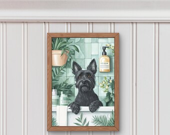 Targa In Metallo Divertente 20x30 Cm - Scotch Terrier Con Scritta Umoristica Per Bagno E Casa - Retrò
