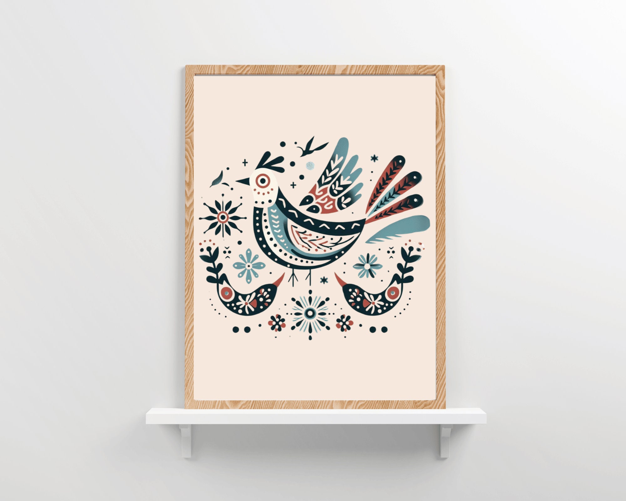 新作人気モデル Nordic Art, Folk Scandinavian Bird Scandinavian Flowers, and アート・デザイン・音楽