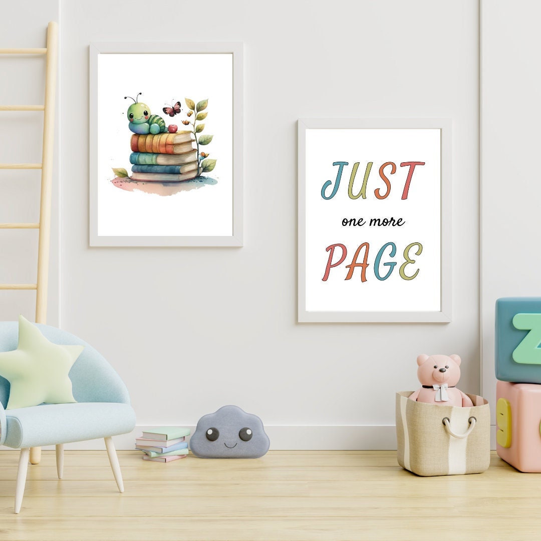 2 Prints, Nursery Reading Wall Art, Playroom Printables, Kids Room