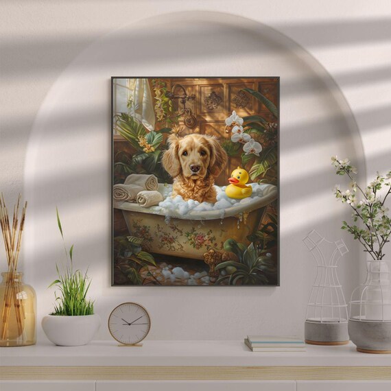 Golden Doodle Bath Print: Botanical Spa Dog Art (digital Download