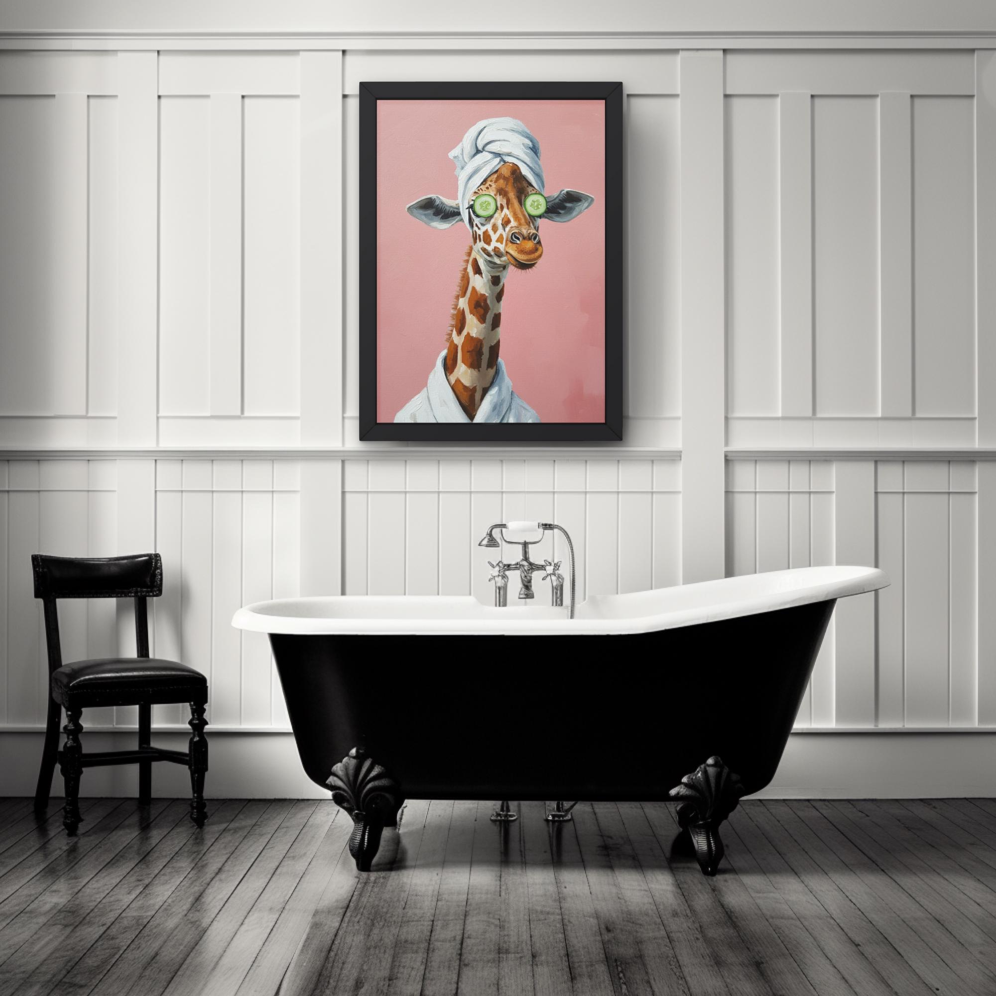 Giraffe Spa Bathroom Wall Art, Jungle Safari Print, Guest Bath Kids ...