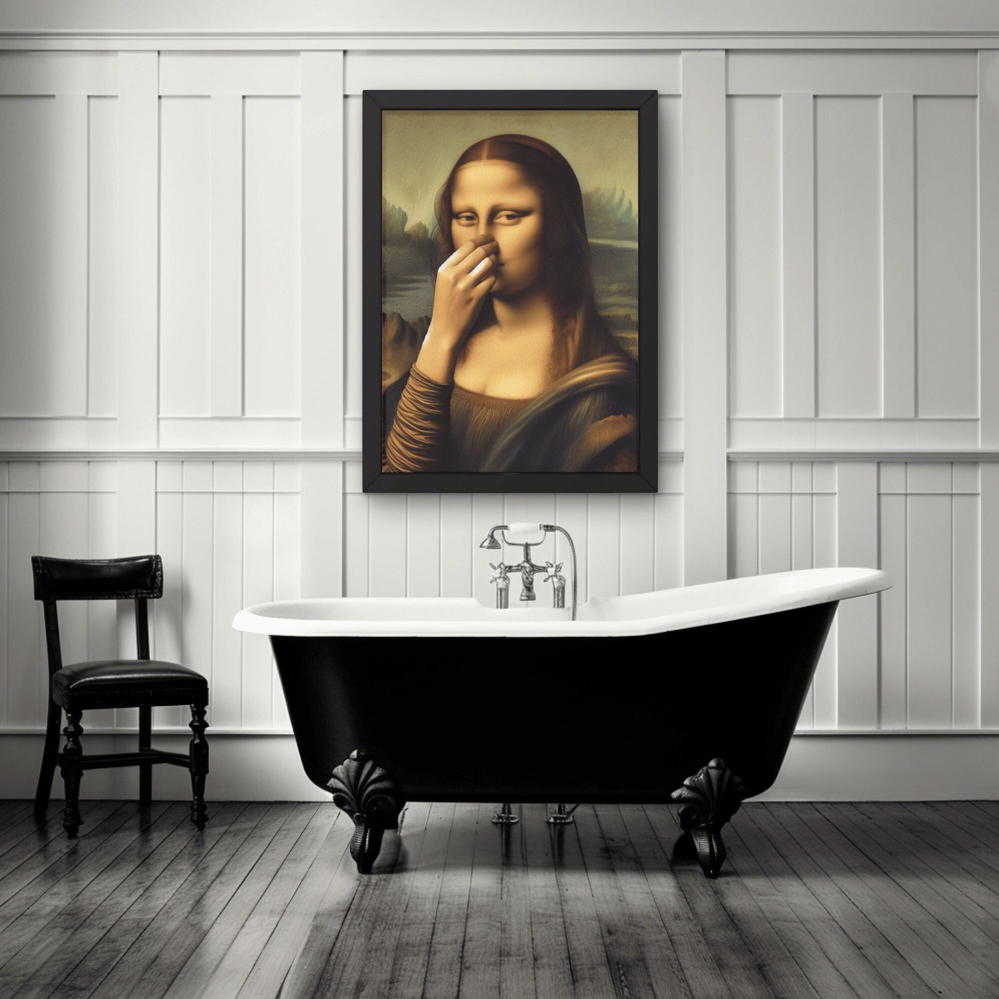 FlushArt | Grappige Mona Lisa-wanddecoratie, vintage toilet-humor voor
