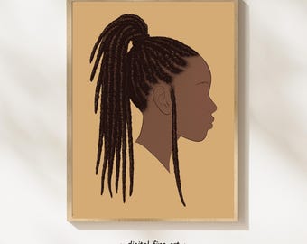 Póster vintage de peluquería, trenzas africanas, rastas de pelo negro, moño con trenzas, decoración de pared con cabello afroamericano, n.° FSR22A