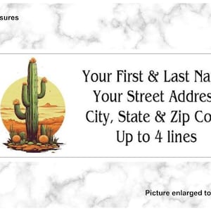 Set of 150 Beautiful Saguaro Cactus Desert Scene Return Mailing Address Labels Personalized up to 4 lines  1 x 2 5/8