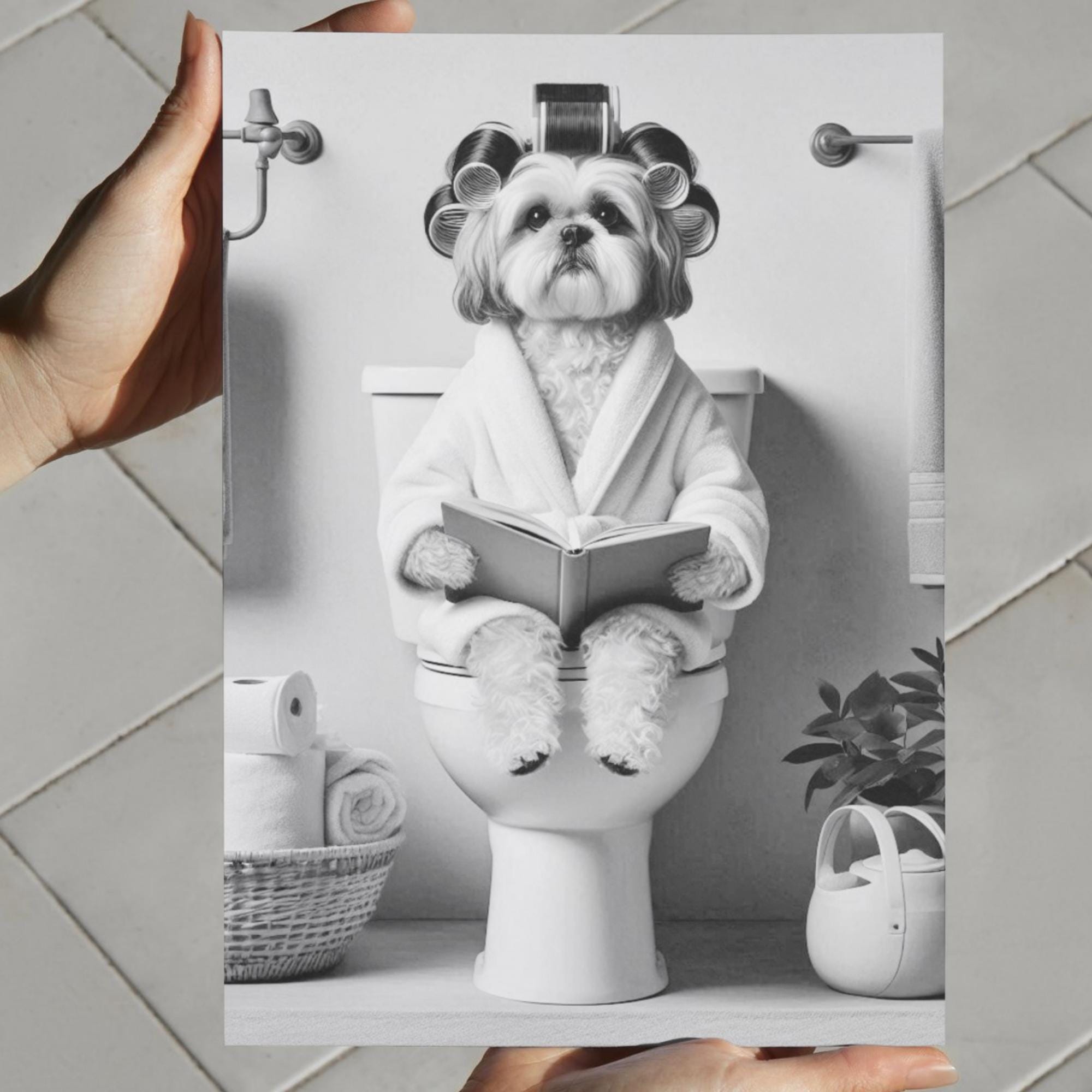 Cartello In Metallo Per Cani Shih Tzu, Con Frasi Sul Bagno E Zampe, Decorazione Da Parete Retrò 20x30 Cm, Per Casa E Bar