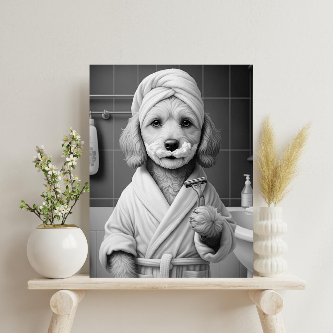 Cockapoo Dog Wall Art, Shaving Art Print: Bathroom Decor, Cocker ...