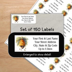 Beehive Address Labels: Personalized Bumble Bee Return Mailing Stickers, Housewarming Gift Tags, moving labels