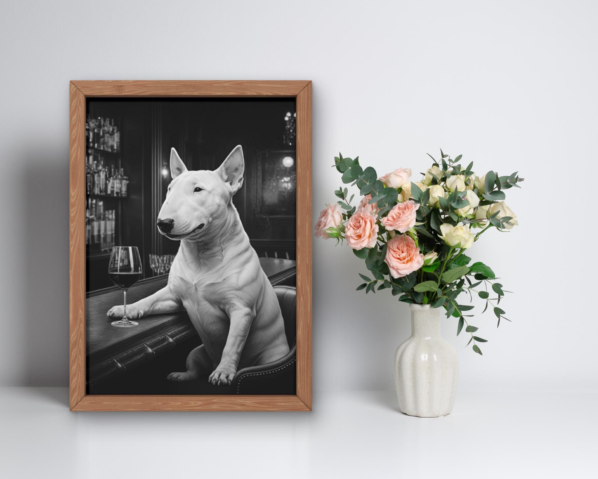 Vixar Tazza Colorata Con Bull Terrier English - Acquerello - Regalo Per Amanti Dei Cani - 311g Rosa