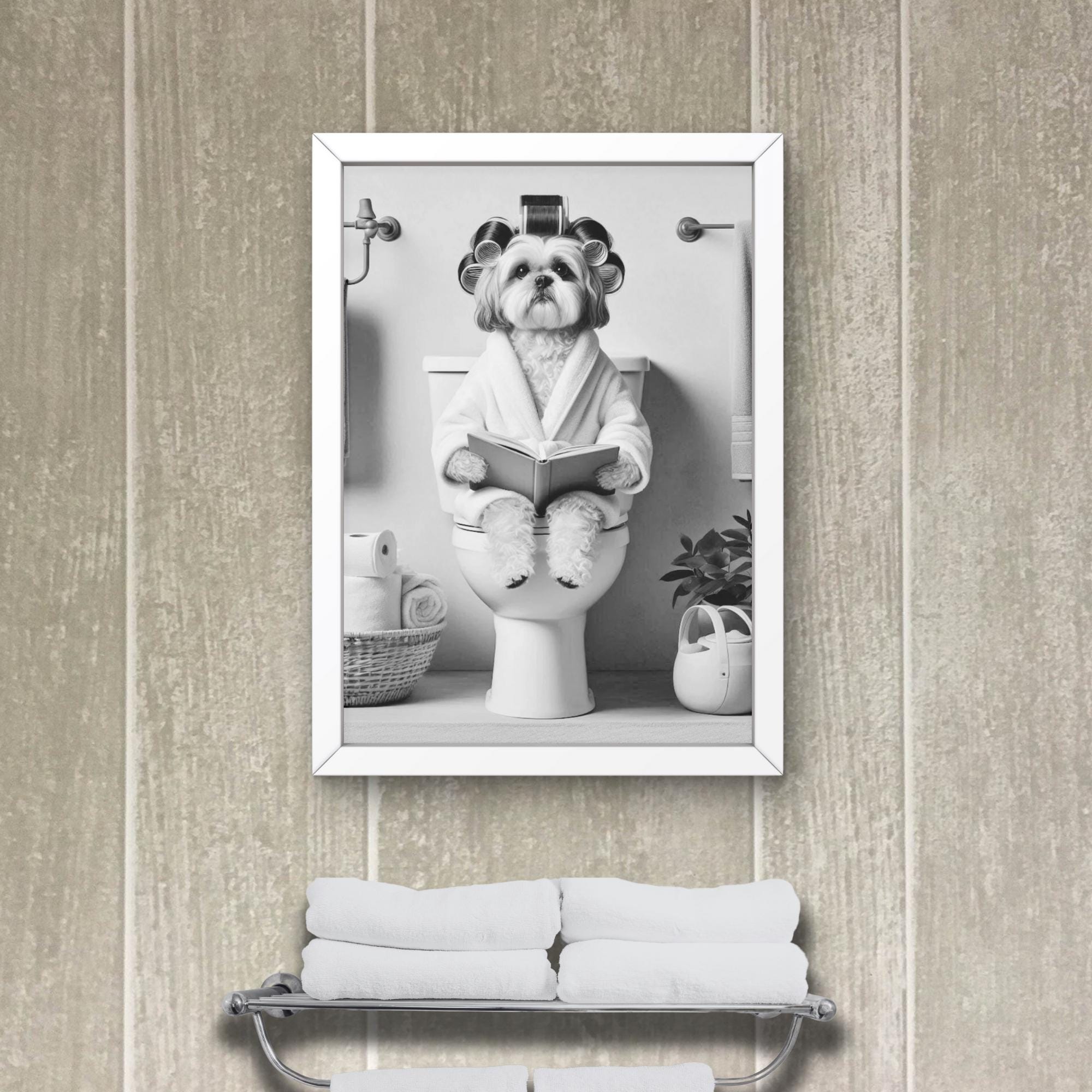 Cartello In Metallo Shih Tzu Con Zampa E Sapone - Targa Retrò 20x30 Cm Per Casa, Bagno, Bar - 3