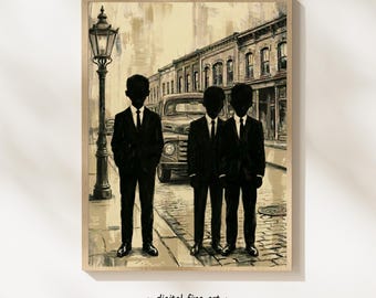Black Excellence Art Print: Vintage Afrocentric Sophisticated Men Wall Art, Digital Download, Boys in Suits, Black Culture Heritage #YHY11