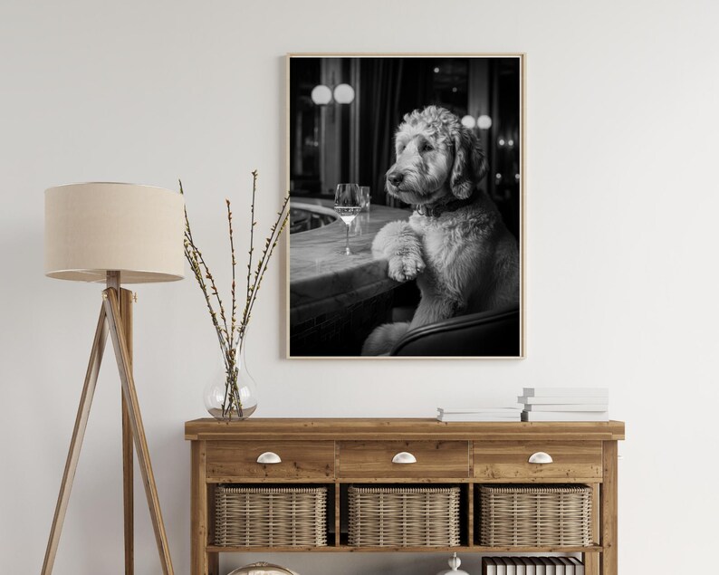 Golden Doodle Dog Alcohol Wall Art, Golden Doodle Print, Kitchen Décor, Dining Room art, Dog Gift, Alcohol Print, Bar Cart Décor #AL3 image 8