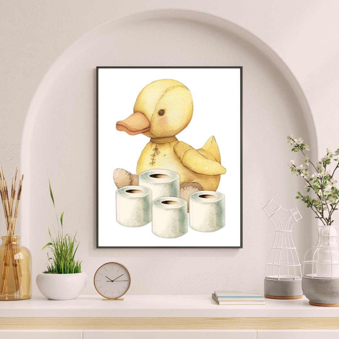 Yellow Duck Bathroom Wall Art, Yellow Duckling Quilted Patchwork ...