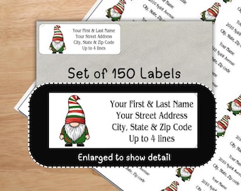 Gnome Address Labels, Christmas Guest Address Labels, Personalized Return Mailing Stickers, Garden Gnome Housewarming Gift Tags