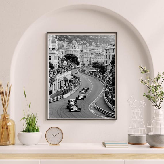 F1 Monaco Grand Prix Wall Art, Formula 1 Racing Print, Black and White Photography, Racetrack Digital Download, Sports Fan Poster, #DHM48