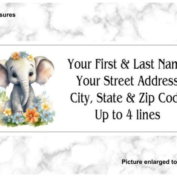 Elephant Labels Etsy