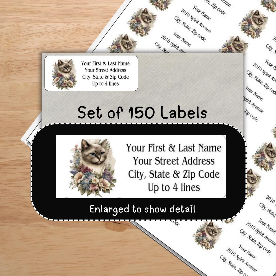 Primitive Cat Address Labels, Country Kitten Return Mailing Stickers ...
